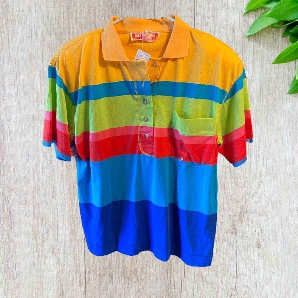 NWT Melbourne Elements Vintage 80’s Striped Polo Shirt
